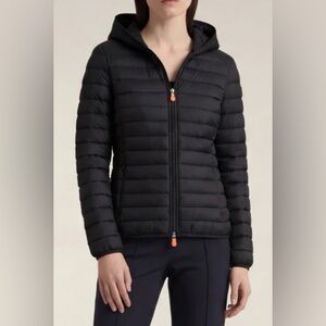 Save the Duck Black Animal Free Hooded Puffer Jacket Mod Daisy Size 3 (Medium)